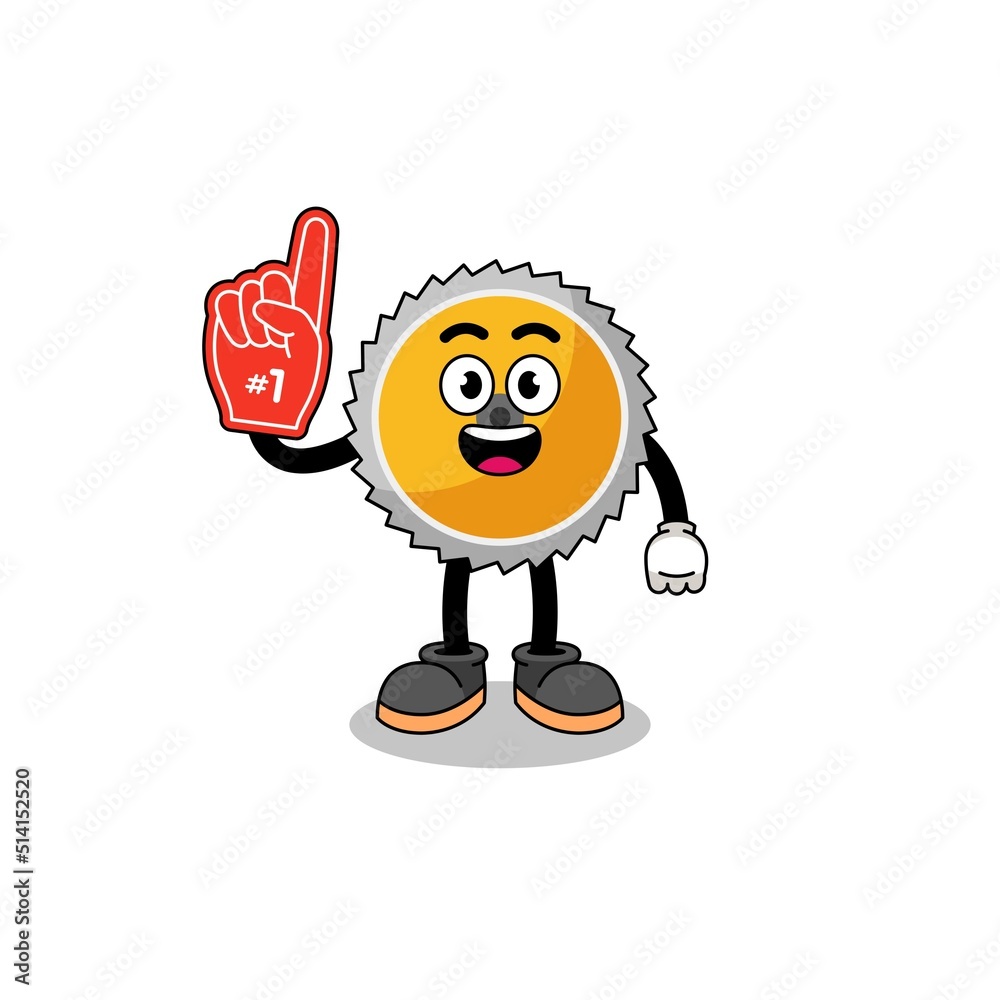 Cartoon mascot of saw blade number 1 fans Cartoon mascot of saw blade number 1 fans