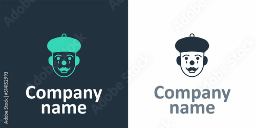 Logotype French mime icon isolated on white background. Logo design template element. Vector
