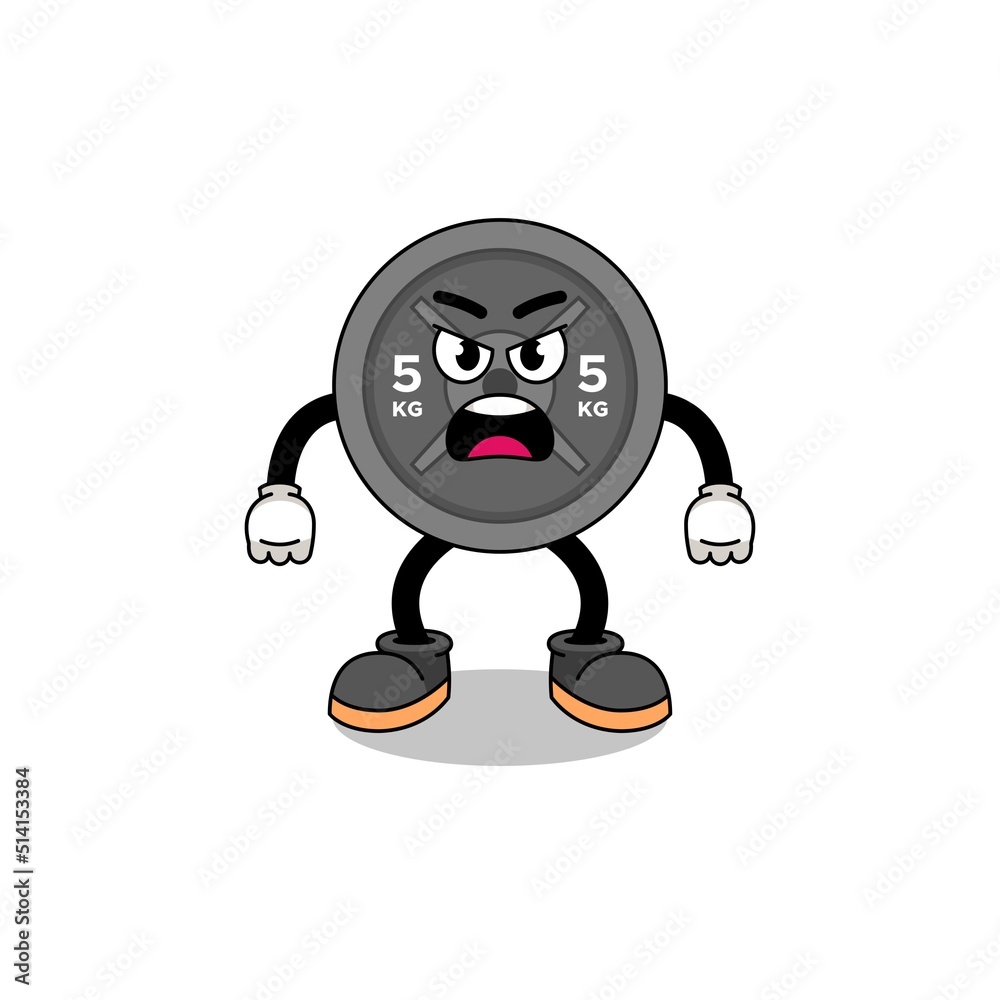 barbell plate cartoon illustration with angry expression barbell plate cartoon illustration with angry expression