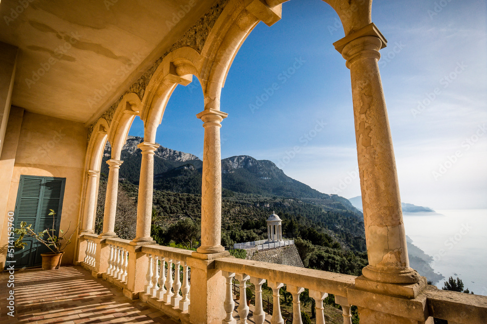 Casa Museo de Son Marroig , terraza sobre el mediterraneo, Valldemossa, Mallorca, balearic islands, spain, europe