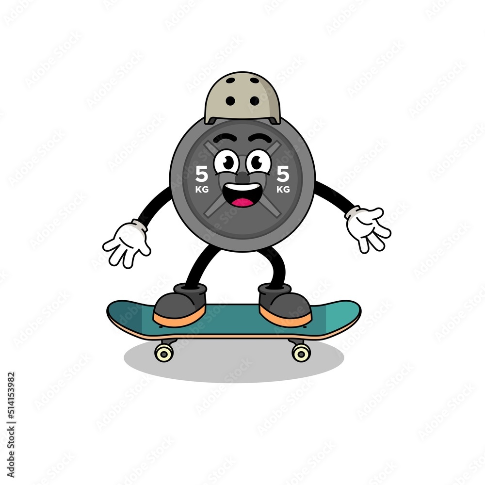 barbell plate mascot playing a skateboard barbell plate mascot playing a skateboard