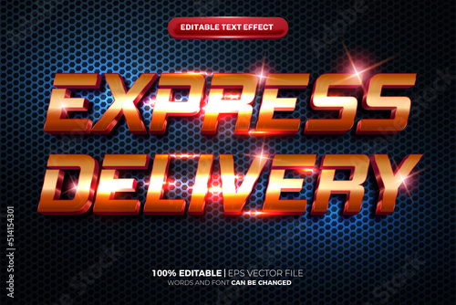 express delivery speed metal steel glow cinematic 3d editable text effect