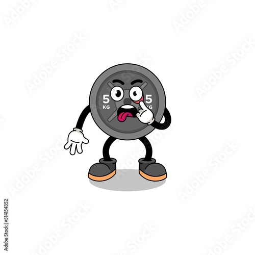 Character Illustration of barbell plate with tongue sticking out