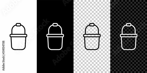 Set line Sauna bucket icon isolated on black and white,transparent background. Vector
