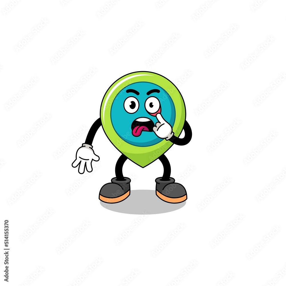 Character Illustration of location symbol with tongue sticking out Character Illustration of location symbol with tongue sticking out