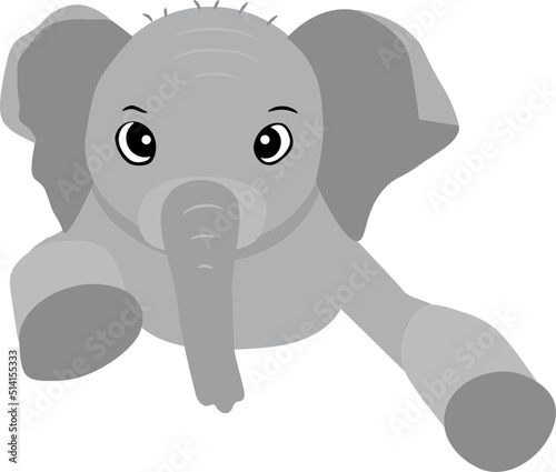 Adorable vector illustration of a baby elephant with large ears and expressive eyes, showcasing charm and innocence