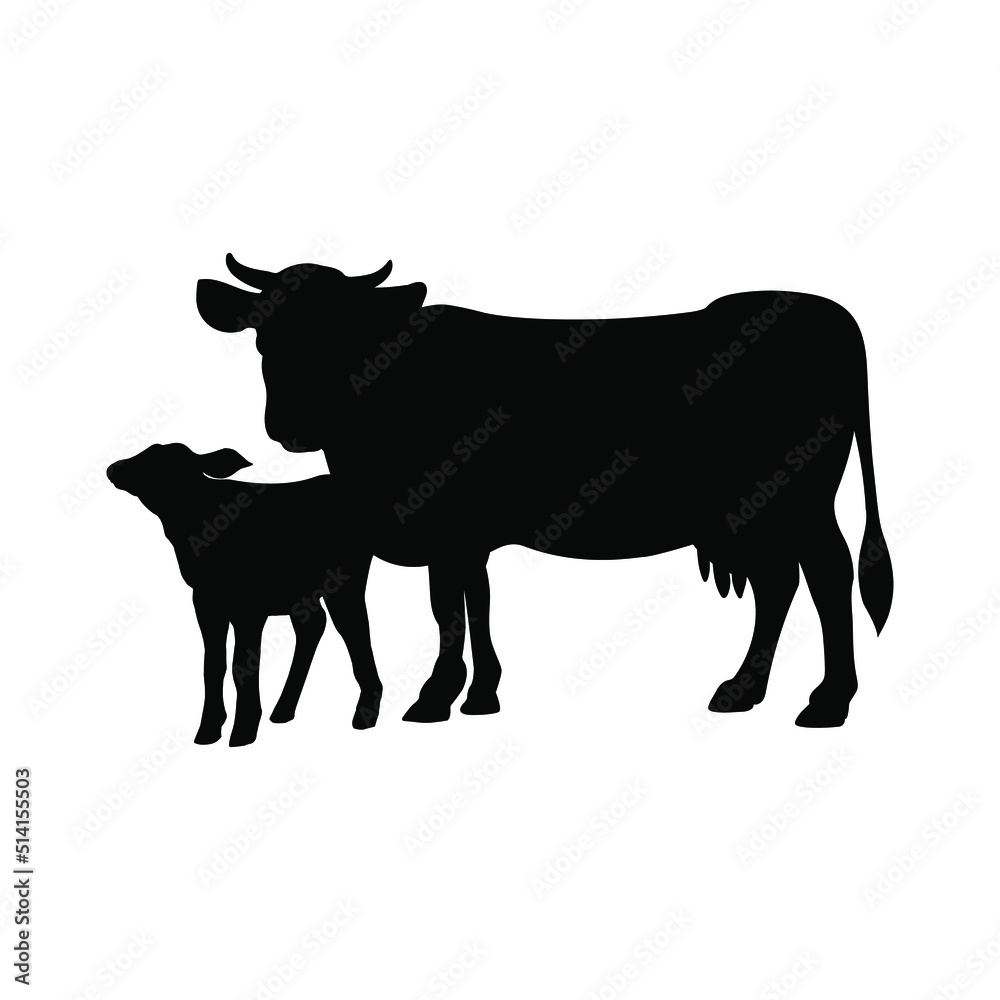 Cow icon vector. Calf illustration sign. Farm symbol or logo. 