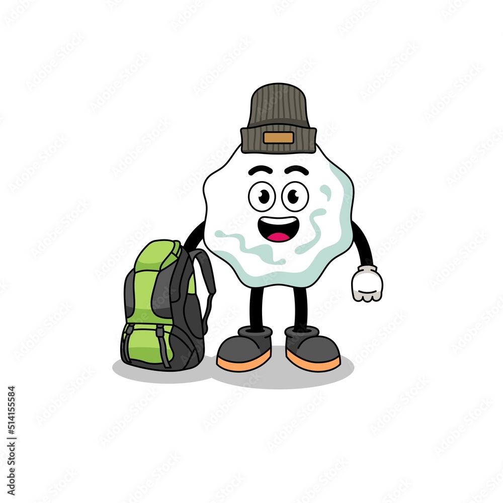 Illustration of chewing gum mascot as a hiker