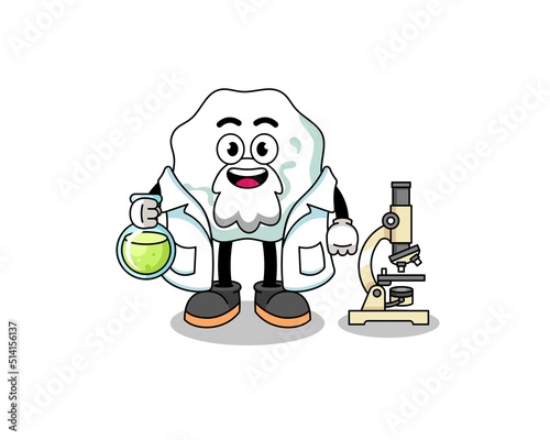 Mascot of chewing gum as a scientist