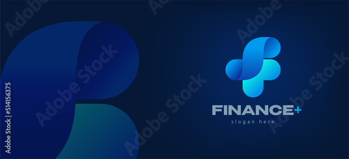 logo Finance silhouette letter F and plus template vector