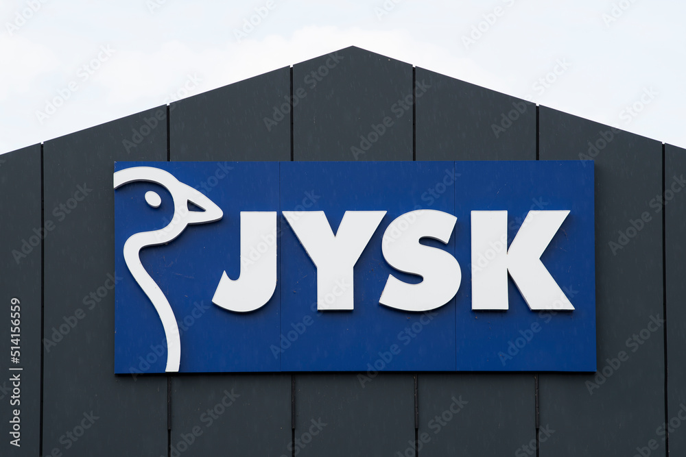 AUGSBURG, GERMANY – JUNE 16, 2022: Advertising sign of the store JYSK Stock  Photo | Adobe Stock