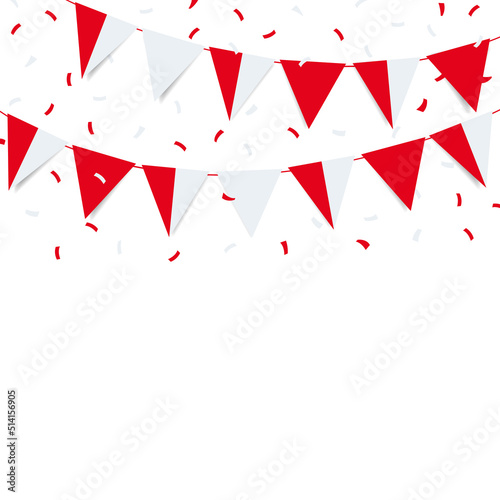 Vector Illustration of Independence Day in Indonesia. Garland with the flag of Indonesia on a white background.
