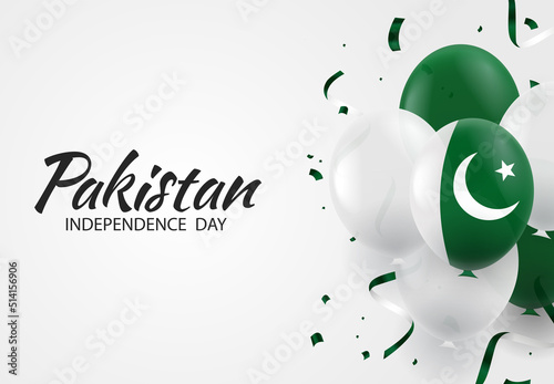 Vector Illustration of Pakistan Independence Day. Background with balloons
