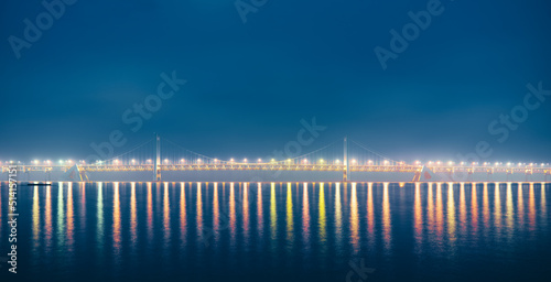 Cross-sea bridge at night