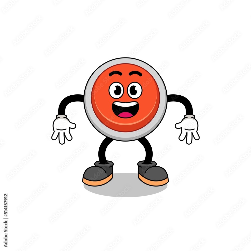 Naklejka premium emergency button cartoon with surprised gesture