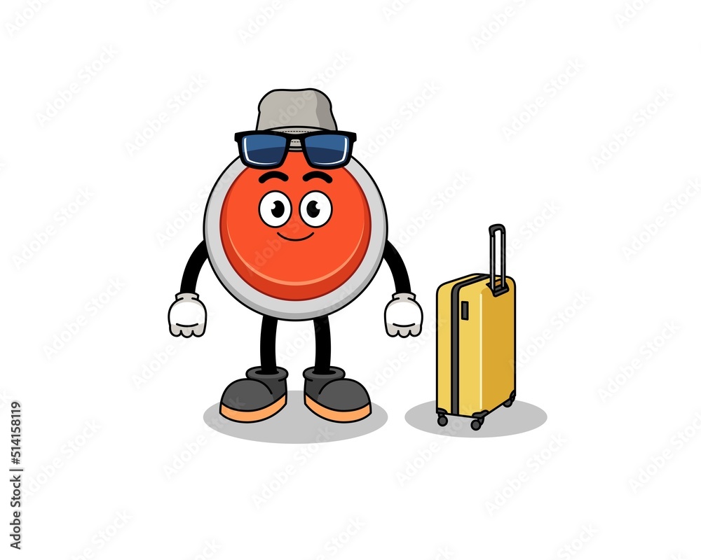 emergency button mascot doing vacation emergency button mascot doing vacation