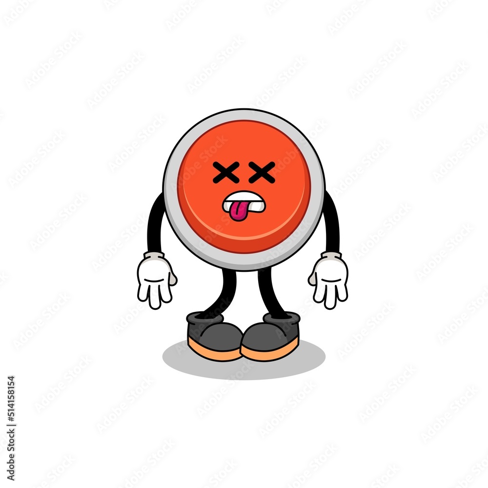 emergency button mascot illustration is dead emergency button mascot illustration is dead