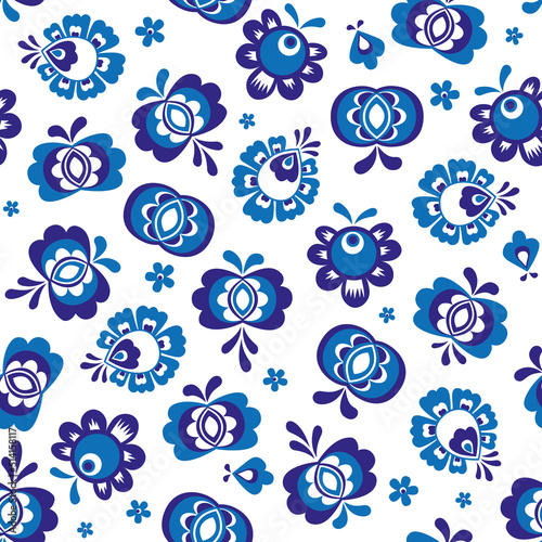 Seamless pattern made from folklore ormaments (Moravia - Slovacko) photo