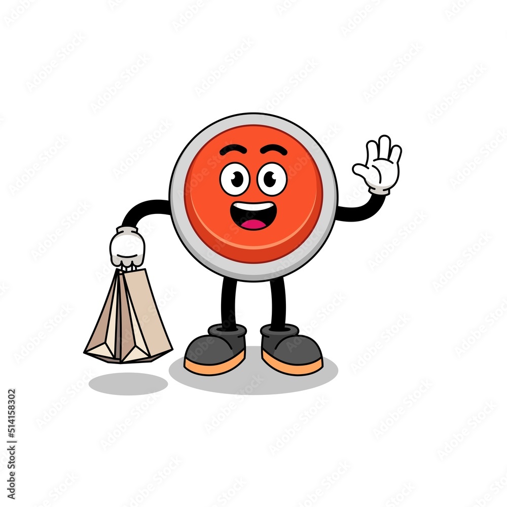 Cartoon of emergency button shopping Cartoon of emergency button shopping