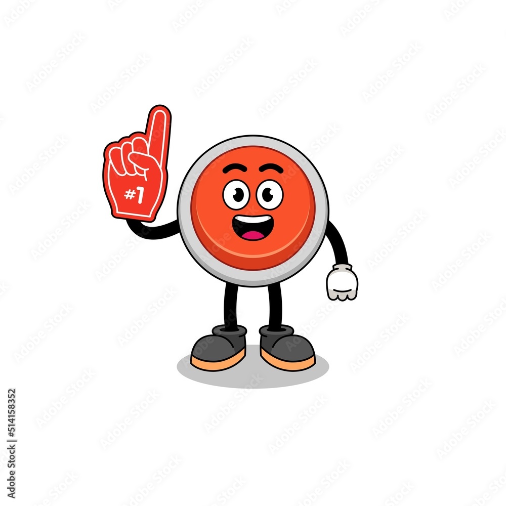 Cartoon mascot of emergency button number 1 fans