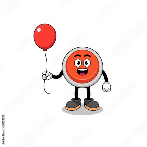 Cartoon of emergency button holding a balloon