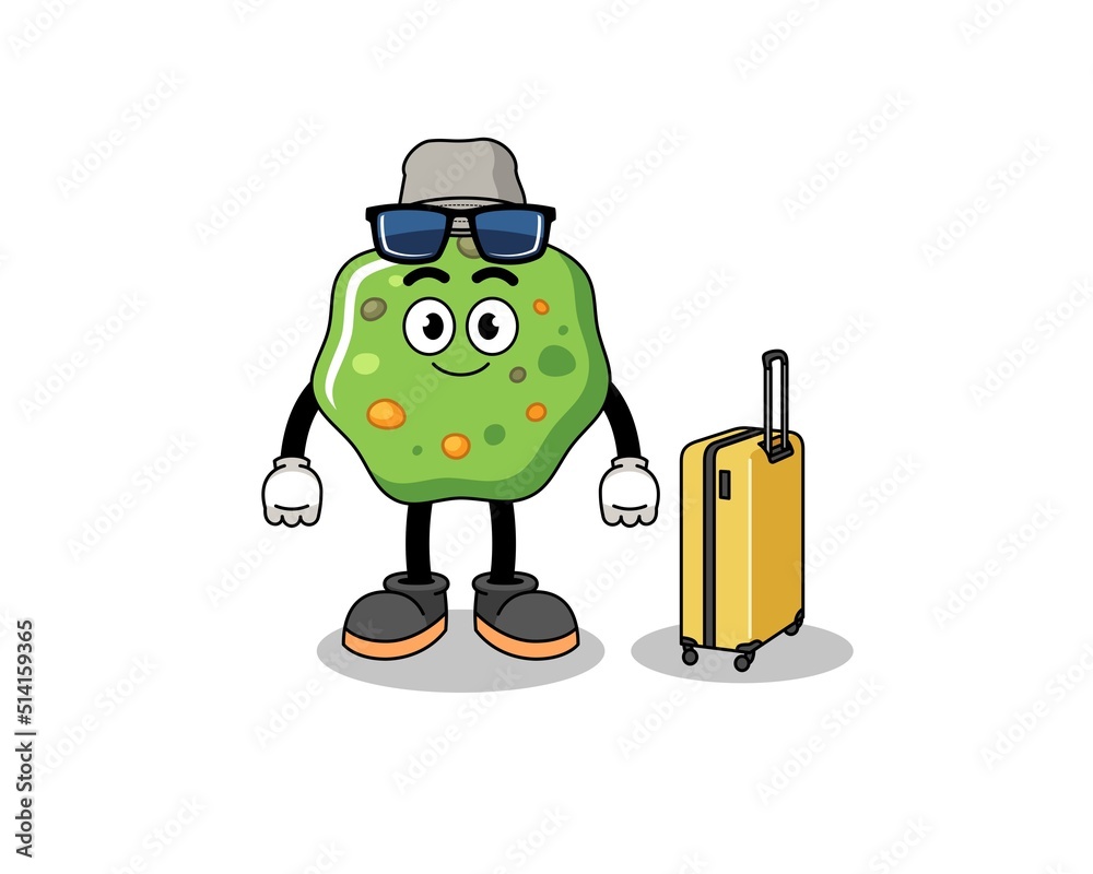 Naklejka premium puke mascot doing vacation