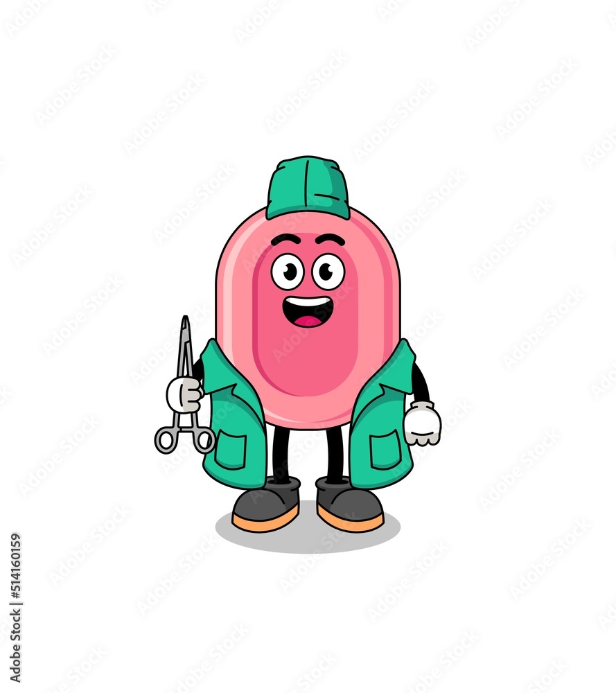 Illustration of soap mascot as a surgeon Illustration of soap mascot as a surgeon