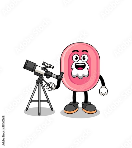 Illustration of soap mascot as an astronomer