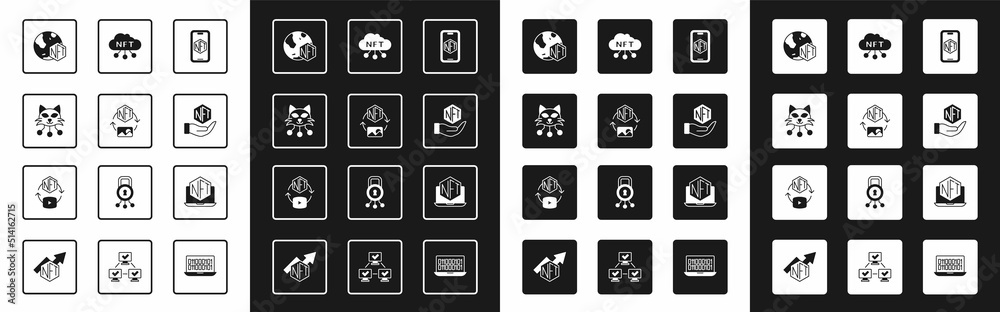 Set Mobile with art store app, NFT Digital crypto, cloud, Laptop and ...