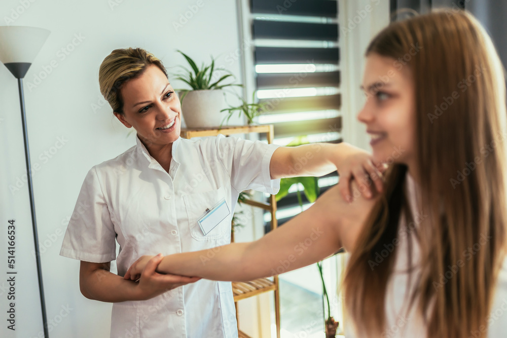 Obraz premium Physical therapy for children. Bad posture correction.