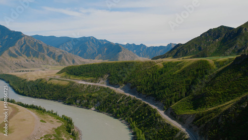 Valley mountains of Altai and Katun river