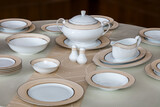 Luxury and elegant porcelain dinner set with a classy golden design