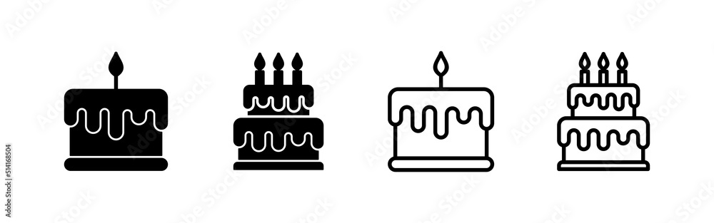 Cake icon vector. Cake sign and symbol. Birthday cake icon
