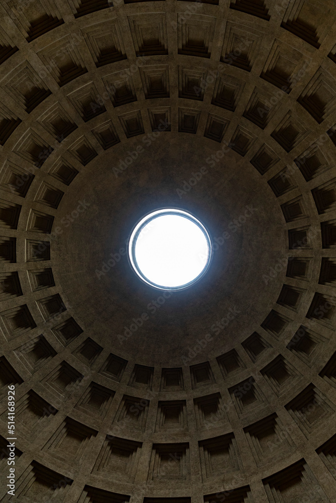 Italy. Rome. The dome of the Pantheon is a monument of the history and architecture of ancient Rome.