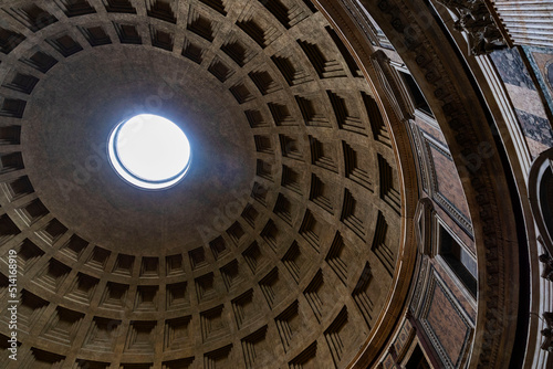 Italy. Rome. The dome of the Pantheon is a monument of the history and architecture of ancient Rome.