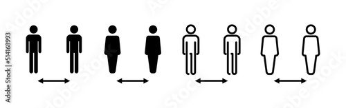 Social distance icon vector. social distancing sign and symbol. self quarantine sign