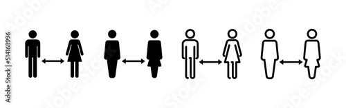 Social distancing vector. social distance sign and symbol. self quarantine sign
