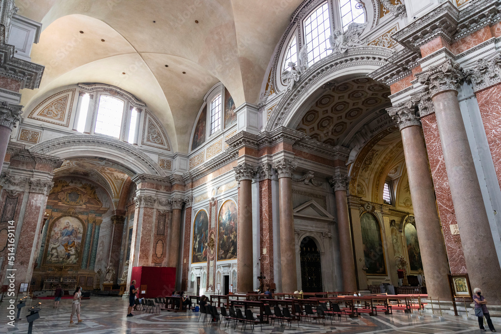 Italy. Rome. Interiors of the Basilica of Santa Maria degli Angeli.