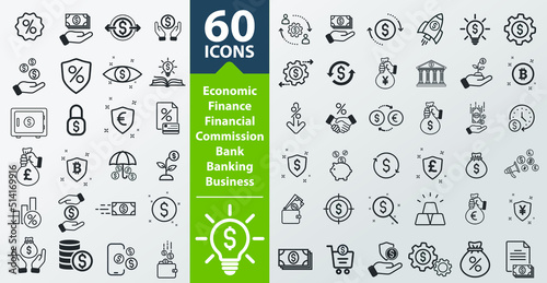 Money, finance, payment, banking icons - Modern design 
