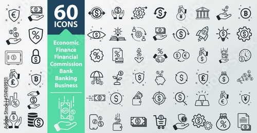 Money, finance, payment, banking icons - Modern design 