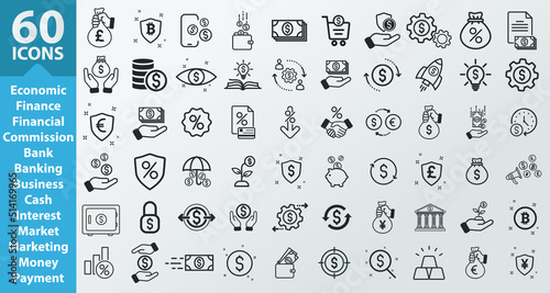Money, finance, payment, banking icons - Modern design 