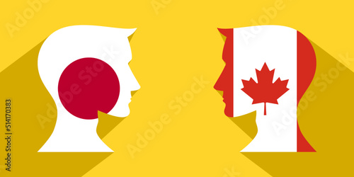 face to face concept. japan vs canada. vector illustration