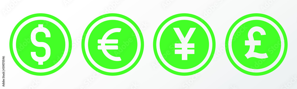 Moneys, dollar, euro, yuan, pound icon Moneys, dollar, euro, yuan, pound icon