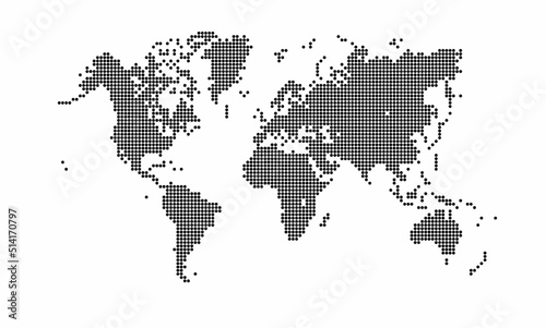 Dotted world map isolated on white background
