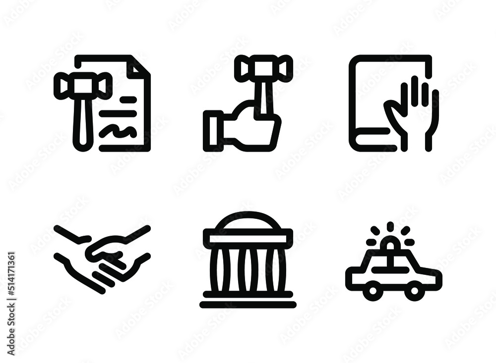 Simple Set of Justice And Law Related Vector Line Icons. Contains Icons as Legal Contract, Auction, Oath and more. Simple Set of Justice And Law Related Vector Line Icons. Contains Icons as Legal Contract, Auction, Oath and more.