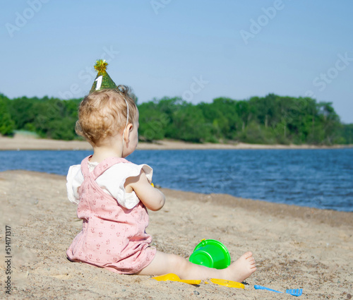 The first birthday of the child. Photo shoot ideas on the beach.