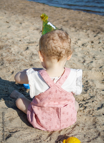 The first birthday of the child. Photo shoot ideas on the beach.