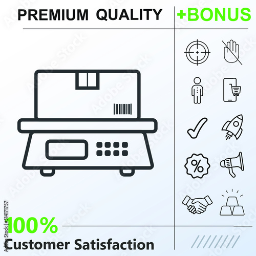 Package, scale, weight, machine icon graphic elements for your work 