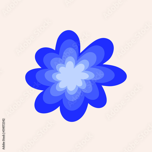 Minimalist vector illustration of flower. Depiction of blue plant with yellow. Decoration for cards  invitations.