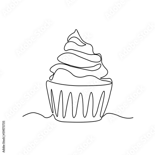 one line cake illustration. line art cake drawing vector